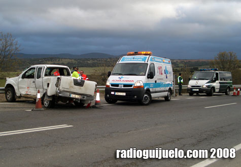 Imagen del accidente ocurrido a la altura del cruce de la carretera de El Guijo con la N-630