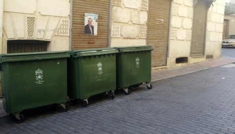 Contenedores de basura en el centro de Guijuelo