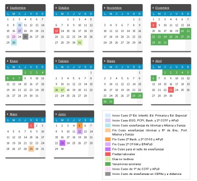 Calendario escolar 2014-2015. Fuente Junta CyL