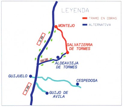 Corte de la carretera entre Montejo y Salvatierra