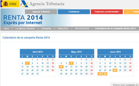 Calendario de la Campaña Renta 2014.